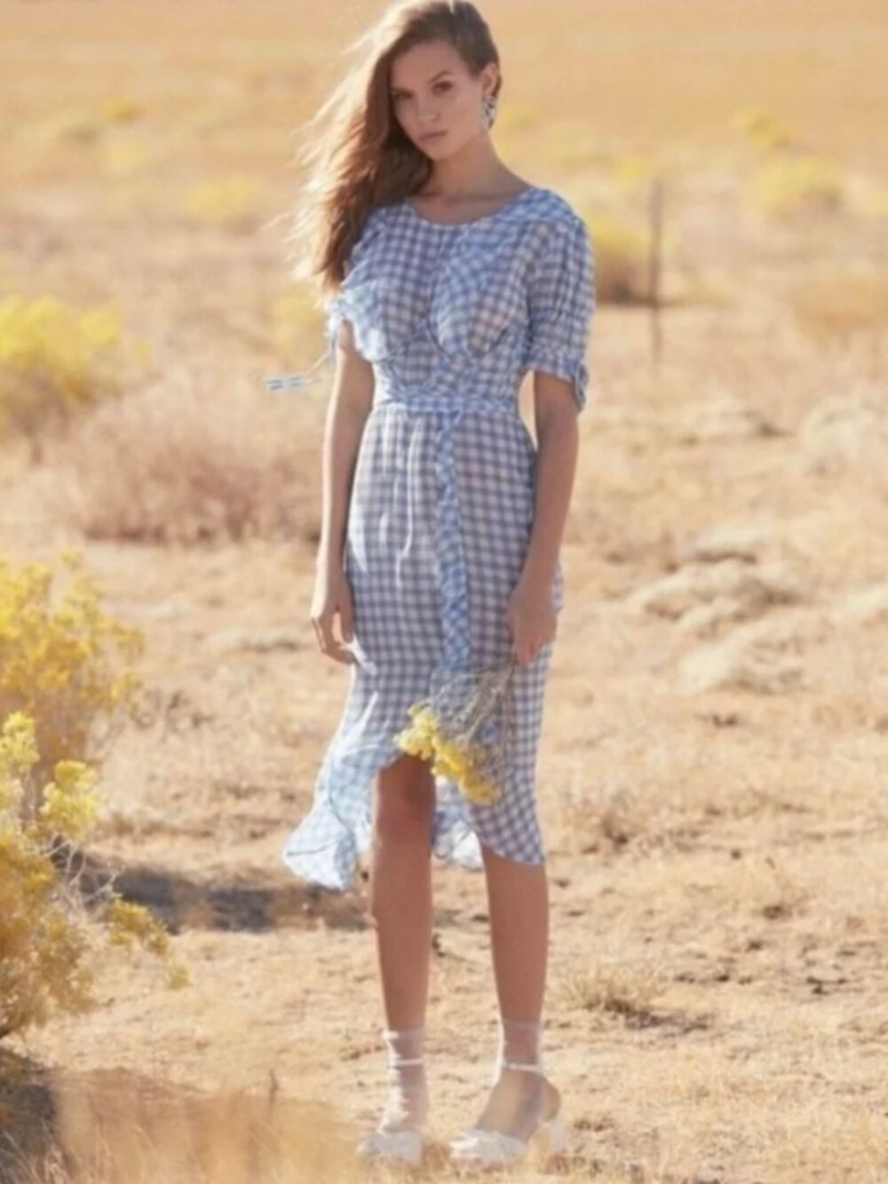 For Love & Lemons Dorothy Midi Dress in Blue | XS